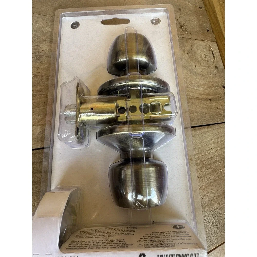 Defiant Brandywine Antique Brass Finish Keyed Entry‎ Knob 154-733 New Sealed